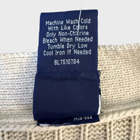 Vintage John Blair Button-Up V-Neck Cable Knit Sweater Vest Cream Men's Medium - Picture 8 of 9